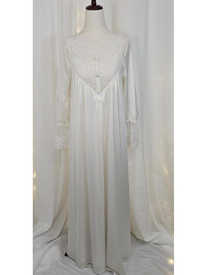 Vintage Olga Bridal Lace Nightgown And Robe Set Size Small